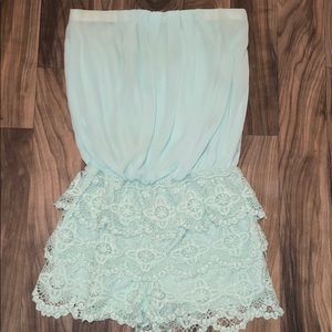 Light blue/teal tube top romper